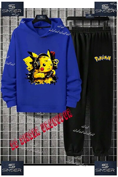 SS SİNSER Παιδικό Unisex Σετ Φόρμας με Κουκούλα και Ειδική Στάμπα "PIKHACU HE...