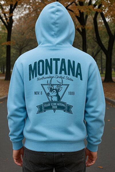 MELOOX Φούτερ με κουκούλα Montana Yellowstone Deer Printed – Unisex Streetwear
