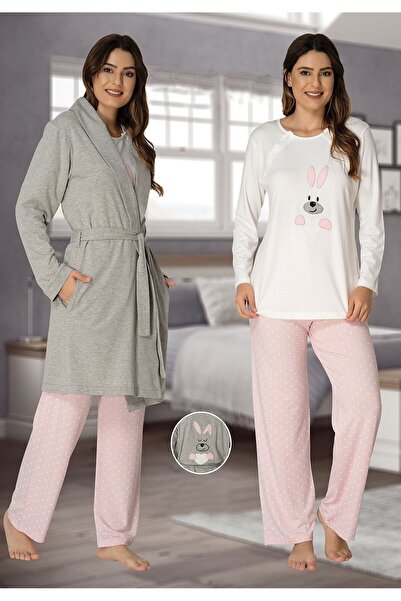 Lohusa Homewear Set de pijamale pentru femei, roz cu buline, pentru maternita...