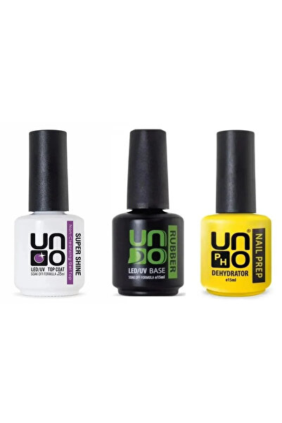 Anıl Gel Polish Uno Nail Prep Dehydrator 15”ml ; Rubber Base Coat 15”ml ; Sup...