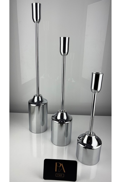 Palpe 3lü Mumluk Şamdan Dekoratif Obje Biblo Süs Eşya Salon Aksesuar Tv Sehpa...