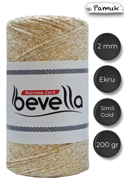 Bevella Macrame Cord Ultra Silvery 2 mm Macrame Cord 200 Gr