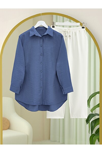 HİJABAYA Πουκάμισο από ποπλίνα με μακρύ κουμπί στο πίσω μέρος