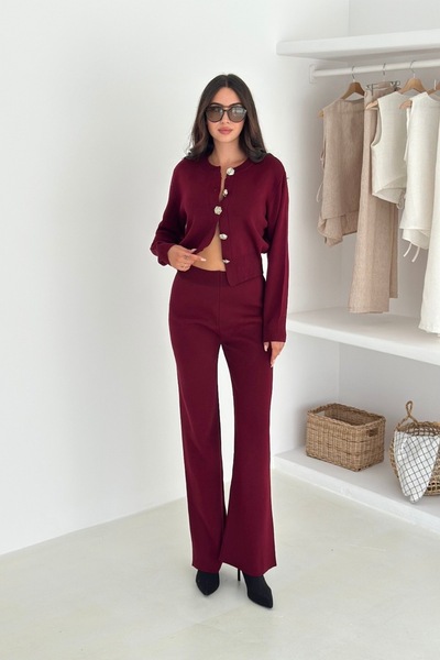 Noi Belis Nagy rózsa gombos részlettel ellátott kötöttáru alsó felső szett AW25AU0001