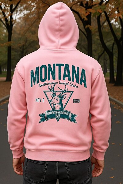 MELOOX Hanorac cu glugă cu imprimeu Montana Yellowstone Geyik – îmbrăcăminte ...