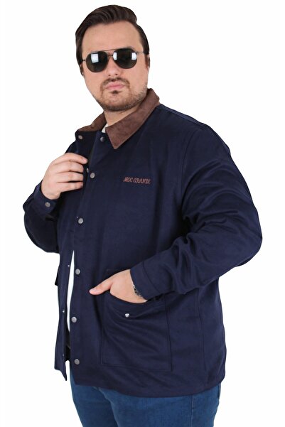 Starbattal Plus Size Gabardine Coat Jacket 25902 NAVY