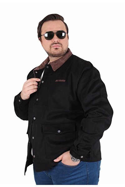 Starbattal Büyük Beden Gabardin Mont Jacket Abrigo 25902 Black