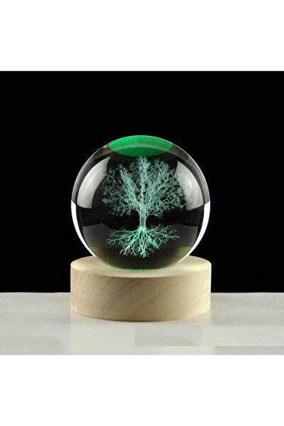 Skygo Dekoratif Ağaç Tasarımlı Ahşap Altlıklı Işıklı Cam Küre 6 Cm MZ4-2331