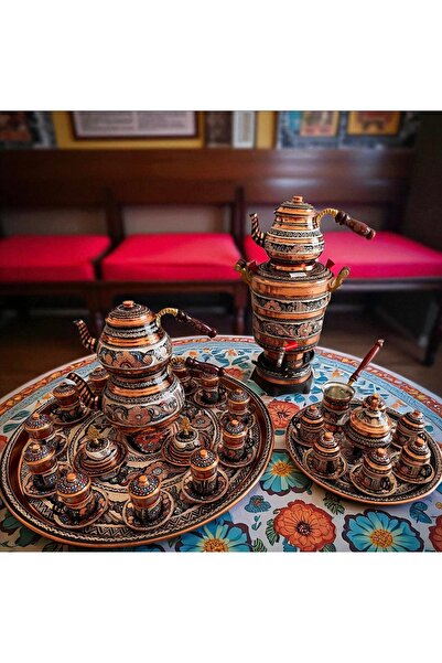 BARITCIOGLU Mega Bakır Set Erzincan el yapımı mine işlemeli çeyizlik