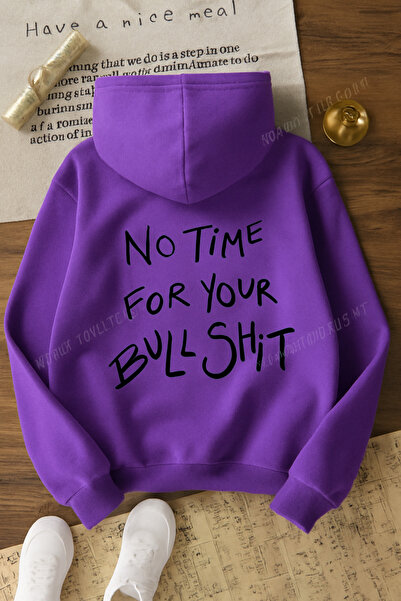 SVART WEAR No Time for Your Oversize Cotton Casual Hoodie Printed Hooded Sweatshirt