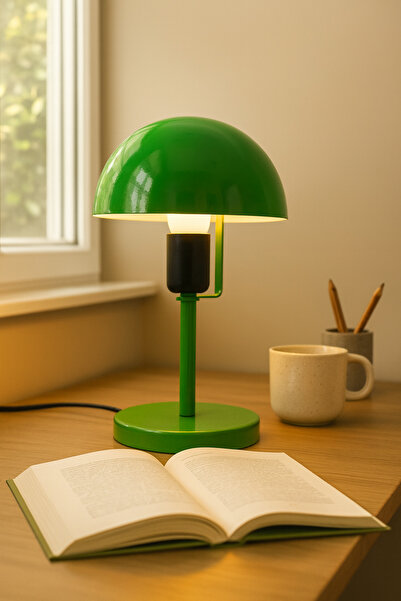 ARTILED Modern Yeşil Metal Masa Lambası – Mantar Başlıklı Dekoratif Masa ve K...