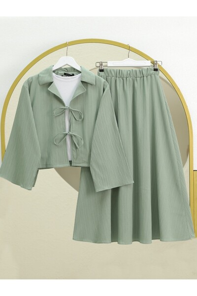 HİJABAYA Onü Με δέσιμο Σετ Crinkle με φούστα