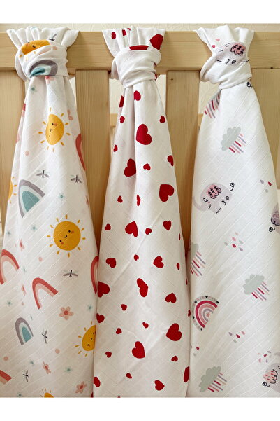 Cloudy طقم متعدد الأغراض مكون من 3 أغطية وبطانيات من الموسلين، 100% قطن، بطان...