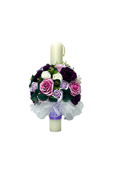 velve Lumanare de cununie cu trandafiri si eucalipt