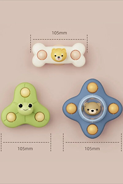 BBSKY Hayvan Şekilli 3’lü Vantuzlu Bebek Oyuncağı – Mama Sandalyesi Banyo ve Pencere İçin Gelişim Oyuncağı