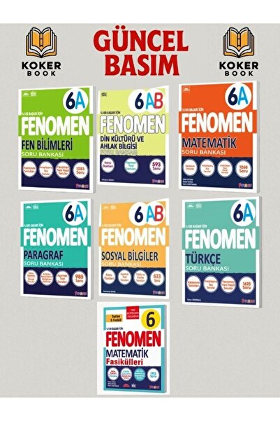 Fenomen Yayıncılık Fenomen 6. Sınıf Fen - Din - Matematik - Paragraf - Türkçe...