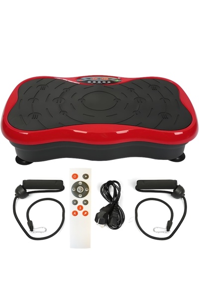 KESNUP Vibrating plate platform massager, LCD display, 2 elastic bands upper body, max 150 kg, Red