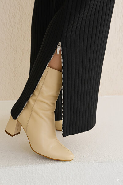 K-ODEA BUTİK Női bordázott galléros, cipzáras, oldalt sliccelt, oldalt cipzáras kötöttáru szett, új szezon kombináció