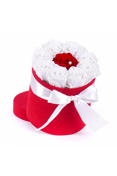 velve Aranjament floral Special One, cutie rotunda cu funda si trandafiri de ...