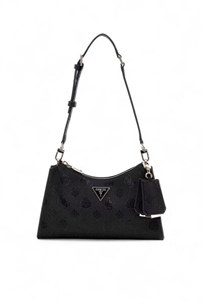 Guess Női dombornyomott monogram mintás Half Moon válltáska - fekete