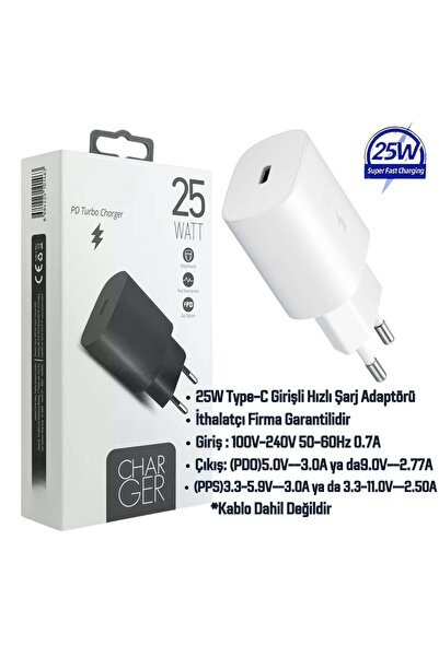 HANPORIUM Samsung Galaxy Tab S10 FE Plus Uyumlu 25W Type-C Girişli Super Hızlı Şarj Adaptörü - Garantili