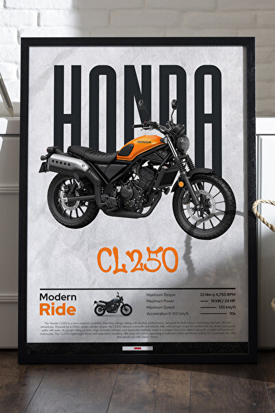 Duvarda Αφίσα Honda CL 250 με μαύρο ξύλινο πλαίσιο, διακοσμητικός πίνακας τοί...