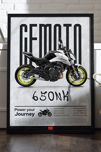 Duvarda CFMOTO 650 NK Αφίσα με Μαύρο Ξύλινο Πλαίσιο, Διακοσμητικός Πίνακας Το...
