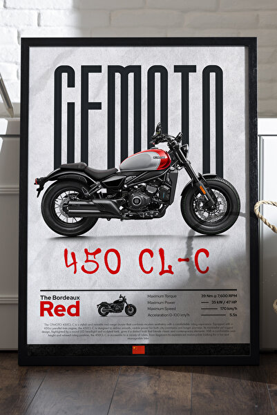 Duvarda CFMOTO 450 CL-C crni poster sa drvenim okvirom, dekorativna zidna sli...