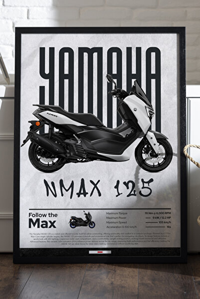 Duvarda Poster cu cadru din lemn negru Yamaha NMAX 125, pictură decorativă de...