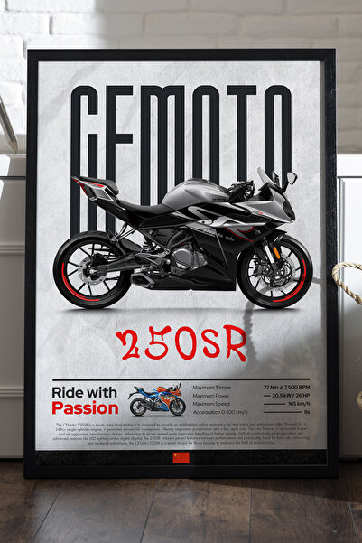 Duvarda Poster cu ramă din lemn negru CFMOTO 250 SR, pictură decorativă de pe...