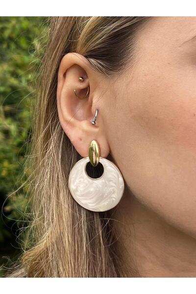 Glowy&Co. Marble Shine Gold Color Detailed Non-Tarnish Steel Earrings