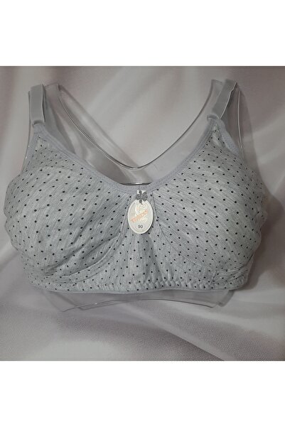 Butik Grey Polka Dot Cotton Polyester Elastane Unlined Unpadded Women's Bra