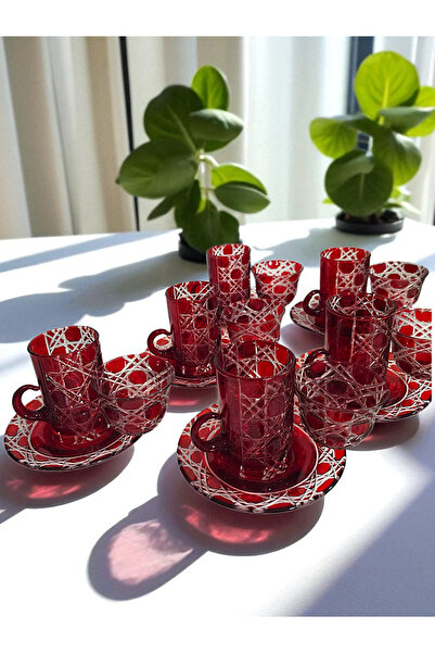 AYZ HOME Cut Crystal Glass Tea and Mirra Set - Arabic Coffee Set Tea Set 18 Pieces for 6 People