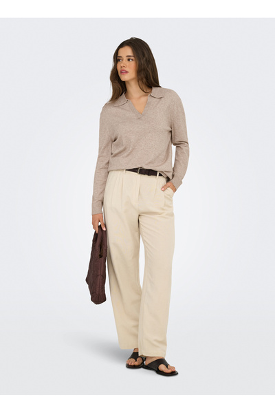 ONLY V-образно деколте, удобен, едноцветен, отворен пуловер за кафе, дамски ONLIBI LS POLO PULLOVER KNT NCA