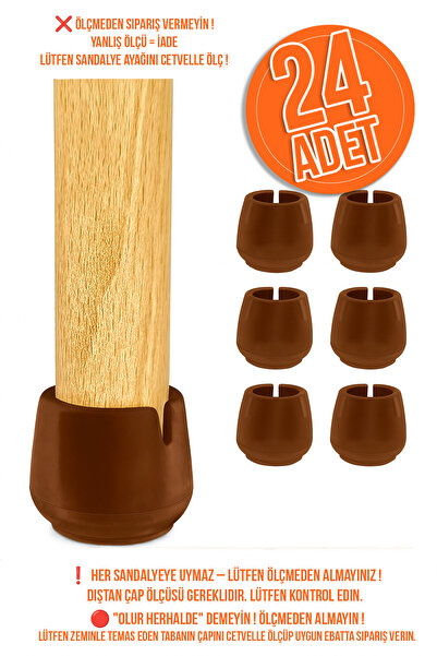 senal ticaret 24 Ad 25 Mm Kahverengi Silikon Masa Sandalye Pabuç Kaydırmaz Ko...