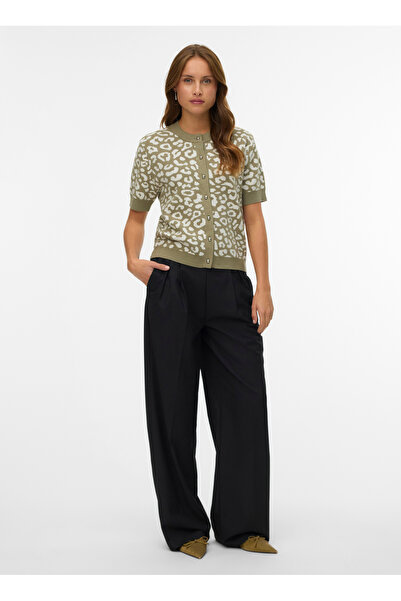 Vero Moda Bisiklet Yaka Normal Yeşil Kazak Kadın VMTRES BIEN 2/4 O-NECK CARDIGAN