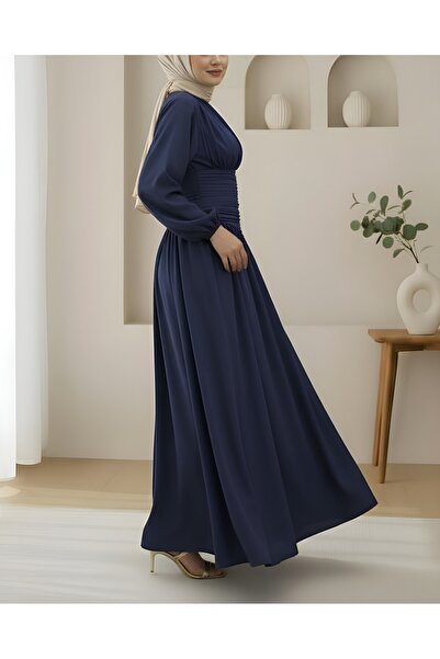 HİJABAYA Φόρεμα από ποπλίνα με φερμουάρ, ελαστικό μανίκι και μπούστο στο μπροστινό μέρος