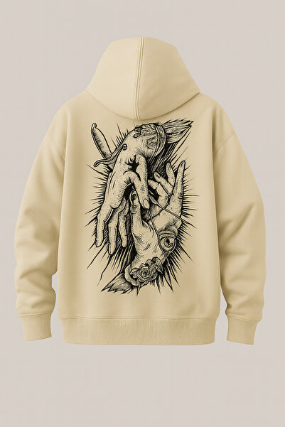 CLASSY.MODA Φούτερ με κουκούλα και τσέπη καγκουρό, υπερμεγέθη, με γραφικό στά...