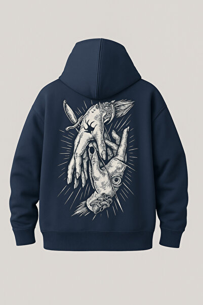 CLASSY.MODA سترة رياضية كبيرة الحجم بقلنسوة وجيب على شكل كنغر، مطبوعة برسومات...