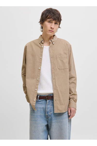 Jack & Jones Normal Beige Men's Shirt 12278967_Jjeclassic Cord Shirt L/S