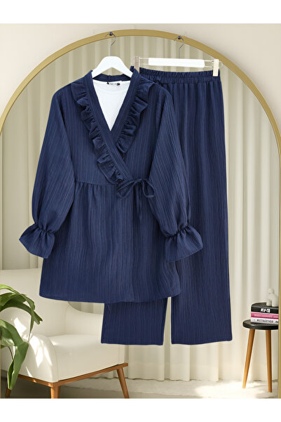 HİJABAYA Σετ κιμονό με λάστιχο στο μανίκι, βολάν στο μπροστινό μέρος και κορδόνια