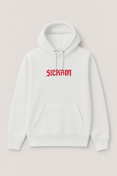 CLASSY.MODA Hanorac oversize cu glugă și buzunar cangur, cu text SICKAM în față și imprimeu SCREAM Spider la spate