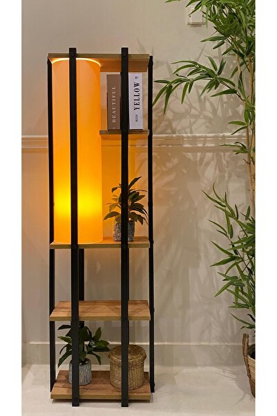 Turkish Home Modern black and brown wooden floor lamp - 140 cm