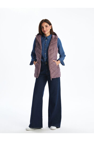 LC Waikiki Plum Hooded Women's Puffer Vest