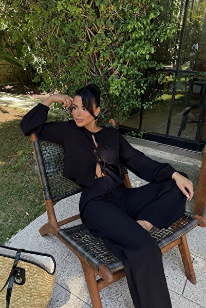 Eyyo Μαύρο Λινό Σετ Marlo ATE-2796