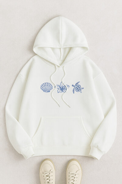 CLASSY.MODA Hanorac oversize cu glugă, cu buzunar cangur, cu imprimeu de țest...