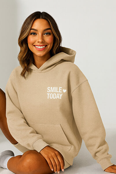 CLASSY.MODA Γυναικείο φούτερ με κουκούλα και τσέπη καγκουρό, oversize, με κεί...