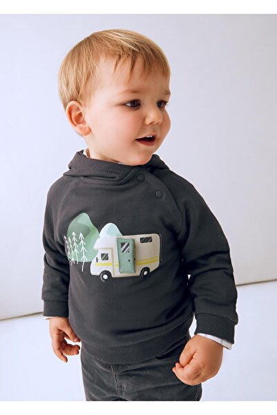 MAYORAL Erkek Bebek Kapşonlu Sweatshirt Gri