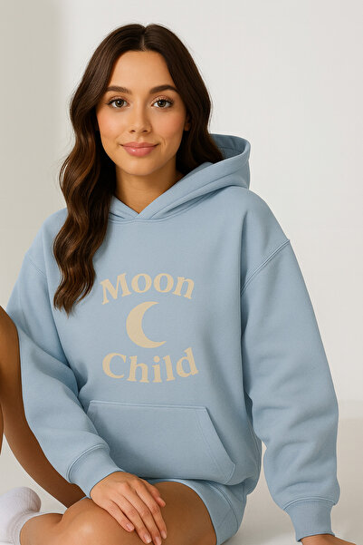 CLASSY.MODA Hanorac oversize pentru femei, cu glugă, buzunar cangur, față MOO...