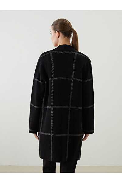 LC Waikiki Artı Yeni Sezon Şal Yaka Ekose Kadın Triko Hırka